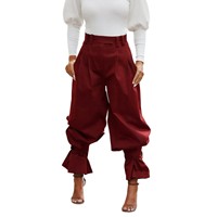 Culottes plissées taille haute amples à imprimé estival pour femme, pantalon décontracté à jambes larges avec ourlet volanté – Vente en gros