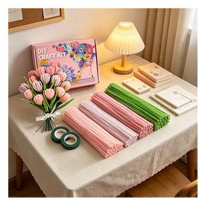 วัสดุงานฝีมือ DIY สีสันสดใสสำหรับโครงการการศึกษาในโรงเรียน ท่อเชนิลล์ขนาด 10 มม. สำหรับตกแต่งทำมือและงานศิลปะจากท่อเชนิลล์ - Product Image 5
