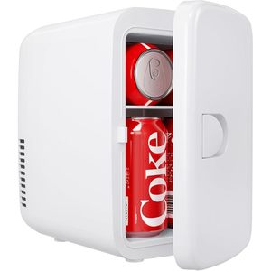 Mini réfrigérateur compact de 4 litres, 6 canettes, refroidisseur et chauffe-plat portable pour boissons, aliments, soins de la peau, blanc - Product Image 1