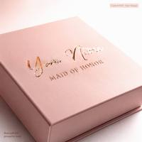 Caja de Regalo Rígida Personalizada OEM ODM con Estampado en Dorado Rosa, Acabado Mate Suave al Tacto, Caja para Propuesta de Dama de Honor, Venta al Por Mayor de Fábrica con Certificación ISO 9001
