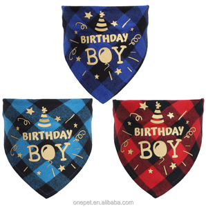 Bandanas pour <span class=keywords><strong>chien</strong></span> de taille réglable Conception de fête d'<span class=keywords><strong>anniversaire</strong></span> en polyester Écharpe pour animaux de compagnie bavoirs - Product Image 1