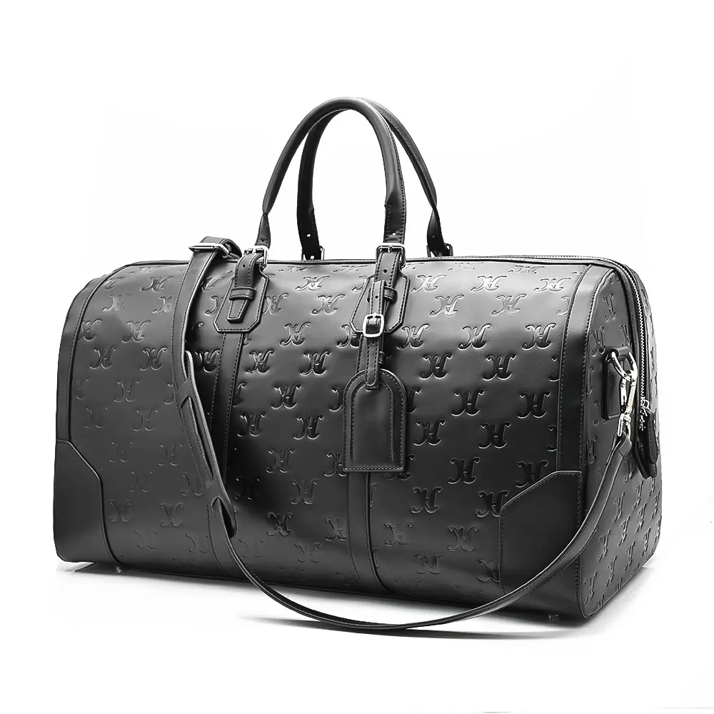 High Capacity PU Luggage Handbag Durable Travel Bag Leather Duffel Storage Bag with Custom Embossed Logo