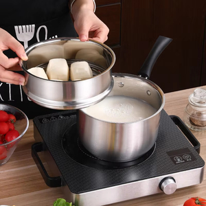 Olla <span class=keywords><strong>para</strong></span> leche de fácil limpieza, duradera, multifuncional, anti-quemaduras, con mango largo de baquelita, tapa de vidrio, olla <span class=keywords><strong>para</strong></span> sopa de acero inoxidable - Product Image 2