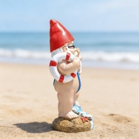 Ornement de bureau en résine, figurine de nain sur planche de surf, motif cercle de natation et bikini