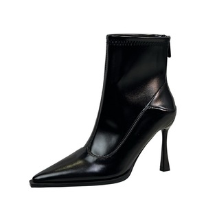 Zapatos elegantes para fiestas, estilo charol - tacones de aguja negros con punta en pico y sandalias para mujer - Product Image 4