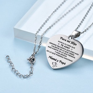 Collar de acero inoxidable con colgante de corazón de amor para mujer, colgante de amor, corazón, amor, familia, regalo familiar, gran oferta - Product Image 5