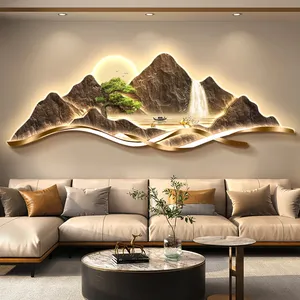 Arte Mural Moderno de Porcelana con Cristales LED y <span class=keywords><strong>Pintura</strong></span> en Aerosol de Paisajes, Decoración para Sala de Estar, Venta al por Mayor, Dropshipping - Product Image 1