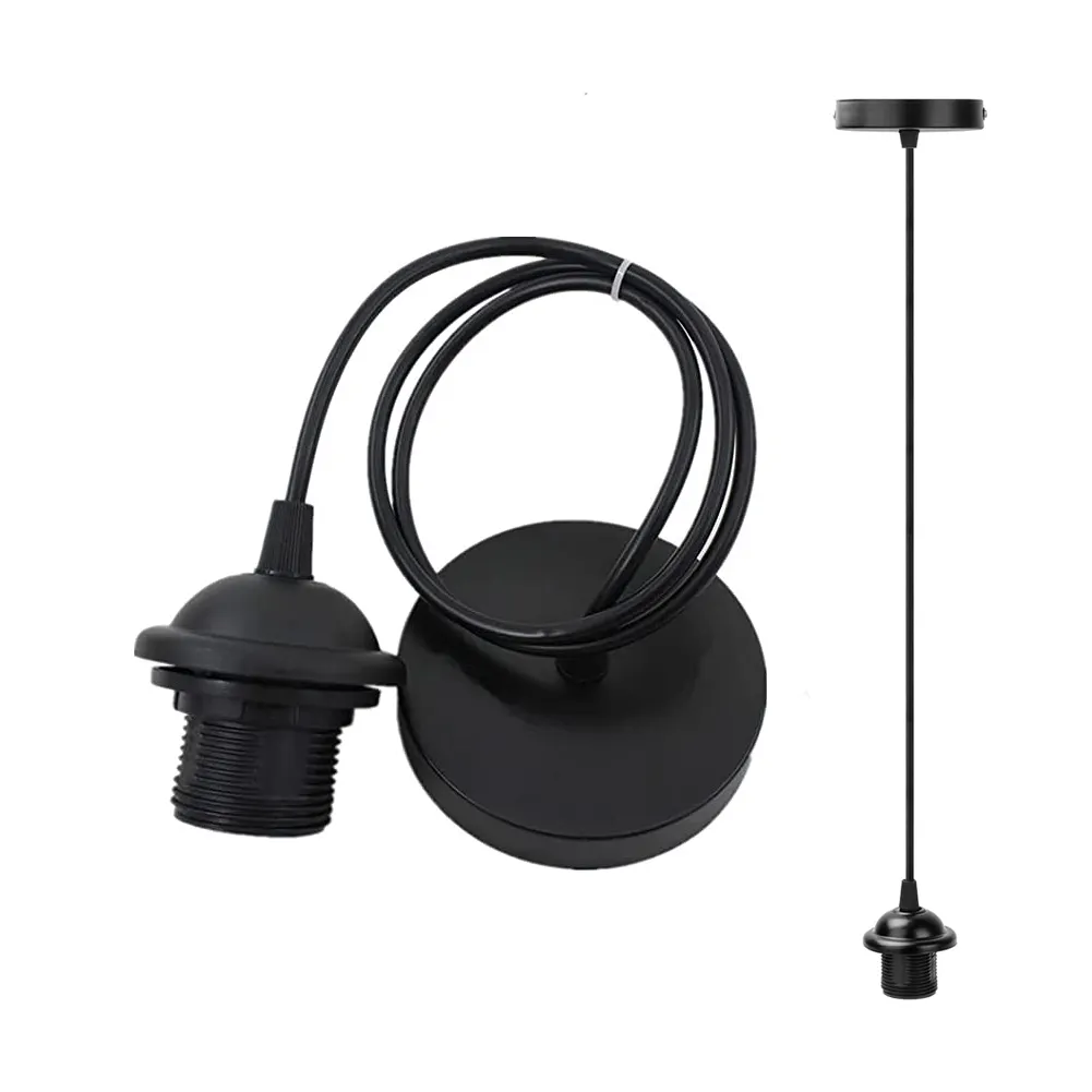 Modern Simplicity E27 Screw Ceiling Led Lamp Holder Socket 220V 110V 1m Black Lamp E27 Base for Home Vintage Edison Bulb