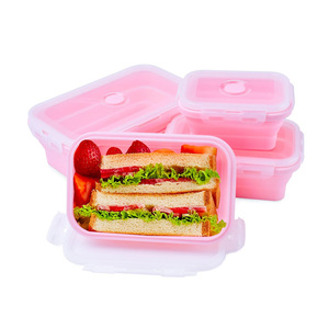 Loncheras de Silicona Plegables, Aptas para Microondas, Paquete de 4, Venta al Por Mayor Directa de Fábrica, Libres de BPA, Ecológicas - Product Image 1