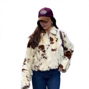Turn Down Collar Long Sleeve Beige Woven Polyester Print Zipper <strong>Fly</strong> Casual Fashion Feather Winter <strong>Jacket</strong> for <strong>Women</strong> - Product Image 2
