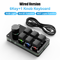   Keyboard Gaming Mini Nirkabel/USB 12 Tombol 2 Kenop Pemrograman Makro Keypad Keyboard Mekanik