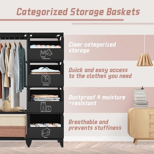 Portable <strong>Closet</strong> Organizer Heavy Duty Clothing Rack Large Capacity Portable Wardrobe Metal &amp; Fabric Portable Wardrobe <strong>Closet</strong> - Product Image 2