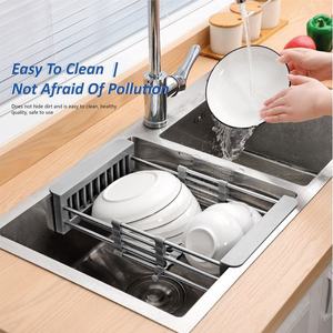 Escurridores ajustables de acero inoxidable <span class=keywords><strong>para</strong></span> <span class=keywords><strong>fregadero</strong></span>, organizador de cocina, estante de secado de platos, soportes de almacenamiento, <span class=keywords><strong>cesta</strong></span> extensible <span class=keywords><strong>para</strong></span> almacenamiento de cuencos - Product Image 5