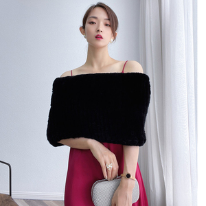 Real Rex Rabbit Fur Elastic Shawls Winter Luxury Furry Scarf Women Knitted Woven <b>Neck</b> <b>Warmer</b> Fur Scarves - Product Image 3