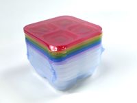 Boîte de rangement alimentaire réutilisable, écologique, en plastique transparent, à 4 compartiments, pour le déjeuner des enfants, le bento, l'école et les voyages