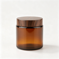 Pot en verre ambré vide de 100g pour cosmétiques et soins de la peau, à large ouverture, pour crème visage et beurre corporel