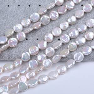 Strong Plump Baroque Shaped 12-13mm <b>White</b> <b>Button</b> Pearls Natural Freshwater Semi-Finished DIYpearls - Product Image 5