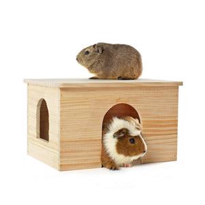 Maison en bois avec fenêtre, abri pour chinchillas et cochons d'Inde, 12,6x9,5x7,1 pouces - Product Image 1