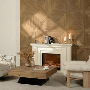 Panel Acústico Autoadhesivo de PET 600x600x9mm, Panel de Pared Absorbente de Sonido con Ranuras 3D con Aspecto de Madera, Fácil de Instalar, Decoración para el Hogar DIY - Product Image 2