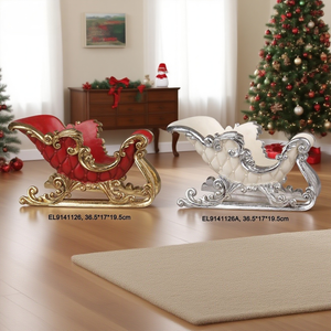 Großhandel Luxuriöse Weihnachtsschlitten-Ornamente aus Kunstharz, 36,5cm Rot Gold Weiß Silber Schlitten für Tischdekoration Feiertagsdeko 36,5*17*19,5cm - Product Image 1