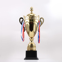 Trophée de football plaqué or, couronne sportive, fabrication artisanale en métal brillant, cadeaux souvenirs, trophée personnalisé, vente chaude