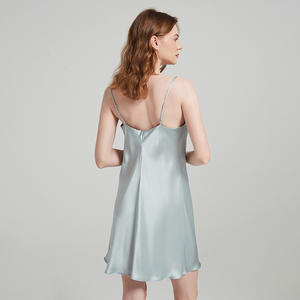 19 Mumi Camisón de seda pesado Sexy Swing Collar 100% Falda con tirantes de seda Vestidos Casuales - Product Image 4