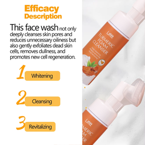 Etiqueta privada Orgánica Anti Acné Lavado DE CARA Aloe Vera Infundido Burbuja Espuma Removedor de cabeza negra Limpiador facial de cúrcuma vegana - Product Image 4