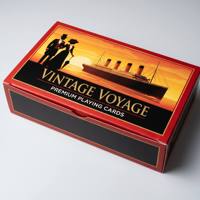 Cartes à Jouer en Papier Écologiques Vintage Thème Voyage - Jeu de Poker 280gsm à Cœur Gris, Thème Rétro Transatlantique, Usage Familial, OEM