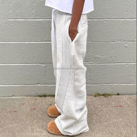 Pantalon de jogging rayé personnalisé, pantalon de survêtement empilé pour homme, pantalon de jogging ample à jambe large évasée pour femme