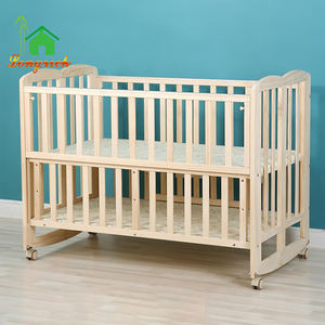 Nuevo Tipo de cuna de madera de pino macizo de tamaño completo, cuna convertible 2 en 1 con cuna de bebé de madera móvil multifunción - Product Image 1