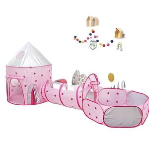 Nouvelle <span class=keywords><strong>tente</strong></span> de jeu d'intérieur durable <span class=keywords><strong>pour</strong></span> enfants, thème château rose, personnalisable, avec piscine à balles et tunnel, jouet <span class=keywords><strong>pour</strong></span> bébés - Product Image 1