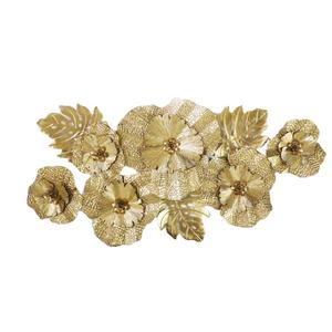 होटल की लॉबी लक्जरी सोने के रंग पेंटिंग 3 डी धातु दीवार कला सजावट लोहे के फूल धातु दीवार फांसी मूर्तिकला सजावट - Product Image 1