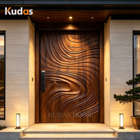 Porte d'entrée pivotante en bois massif sculpté en 3D, style villa de luxe, taille personnalisée, entrée principale moderne pour maison résidentielle