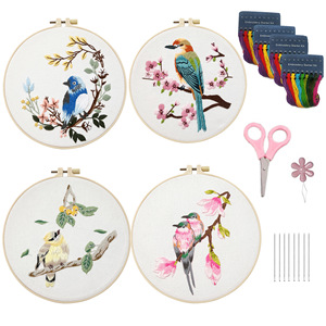 Handy Sewing <span class=keywords><strong>Set</strong></span> Hummingbird Flower <span class=keywords><strong>Cross</strong></span> <span class=keywords><strong>Stitch</strong></span> Starter Kits DIY Bordados Kits com Padrões Instrução Hoop Needles Threads - Product Image 2