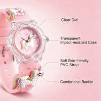 3 montres lumineuses créatives en PVC durable avec bracelet, motif licorne, idéales pour les fêtes, nouveauté