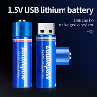 Baterai Lithium Ion AA Doublepow USB Rechargeable 1.5V 1500mWh untuk Elektronik Konsumen