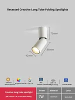 Projecteur LED cylindrique pliable à angle réglable monté au plafond et en surface Barre intelligente Tube long Downlight IP65