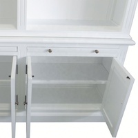 P1804-C Bibliothèque de style français à deux compartiments, petite, en bois massif, blanche, antique, meuble de maison pour grand salon ou chambre