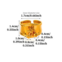 Bague ajustable en acier inoxydable plaqué or 18 carats avec double perles plissées, texture audacieuse, bijou de mode pour femme