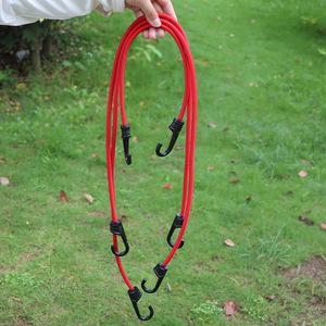 Cuerda elástica de amarre con gancho de 3 m, polipropileno rojo, para equipaje, camping al aire libre - Product Image 3