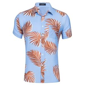 Camisa Hawaiana con Cuello Alto y Cremallera, Diseño Personalizado con Estampado por Sublimación, Camisa Casual de Playa con Estampado Floral para Hombre, Camisa de Verano de Manga Corta para Vacaciones - Product Image 4
