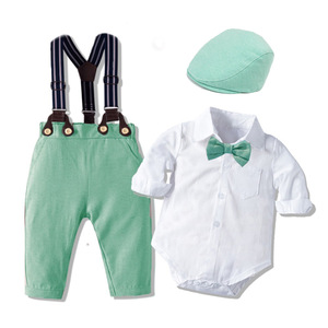 Nouvel <span class=keywords><strong>ensemble</strong></span> barboteuse à manches longues pour l'automne, tenue de cérémonie pour tout-petit d'un an, vêtements élégants de gentleman pour bébés garçons - Product Image 3