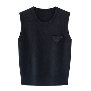 Usine de fabrication de pulls ODM, pull sans manches en laine 100% personnalisable, col rond, gilet tricoté pour femmes - Product Image 5