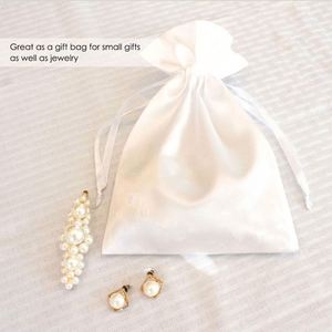 Bolsas de Satén Blancas con Cordón para Dulces, Joyería, Dados, Regalos de Boda, Decoración de Baby Shower, Venta al Por Mayor - Product Image 4