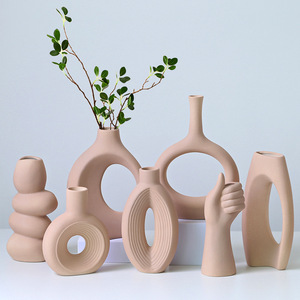 Vase en céramique à texture premium, finition mate Morandi, très vendu, pour la décoration de la maison, de la table et du bureau - Product Image 2