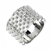 2024 neue lieferung golden lieferant silber 925 ringe glitzer vollständig baguette diamant gestapelte breites band 18k plattiert schmuck frauenringe