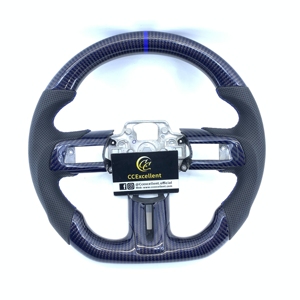Volante de Fibra de Carbono Negro y Azul Personalizado CCExcellent para <span class=keywords><strong>Ford</strong></span> Mustang 2018-2023 <span class=keywords><strong>Ford</strong></span> <span class=keywords><strong>SHELBY</strong></span> GT350R ORIGINAL 2018-2021 - Product Image 1