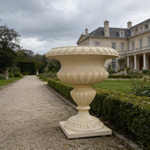 Jarrón Decorativo de Piedra <span class=keywords><strong>Natural</strong></span> de Estilo Occidental, Diseño Nuevo, <span class=keywords><strong>Maceta</strong></span> Clásica de Mármol Beige para Jardín - Product Image 2