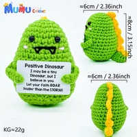 Vente en gros de poupées amigurumi dinosaures en crochet faites à la main avec carte d'encouragement, dinosaure d'accompagnement émotionnel pour le bureau
