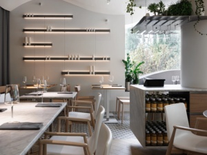 Conception d'intérieur moderne pour café, comptoir de bar en bois sur mesure, solution de mobilier pour restaurant - Product Image 5